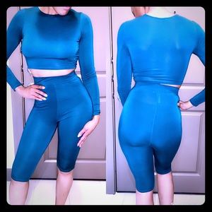 Two piece teal outfit